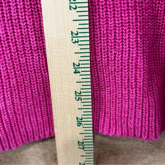 NIC+ZOE Magenta Rose Pink Shaker V-Neck Sweater Barbie Women's Sz L - Picture 5 of 7